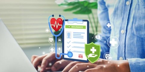 learning about health insurance on computer