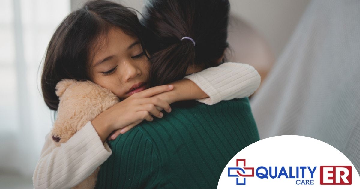 daughter hugging mom while sick